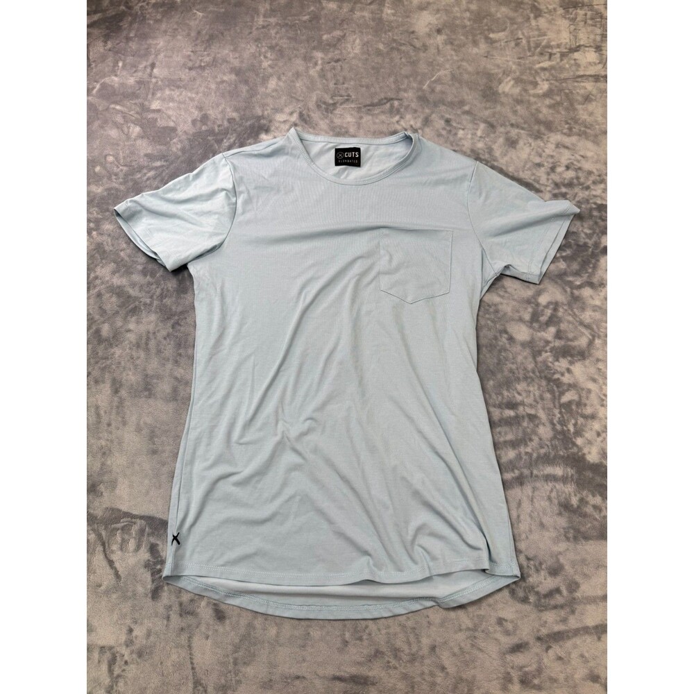 Cuts Clothing SS Crew Elongated W/Pocket Shirt Men's S Turquoise Pyca Pro